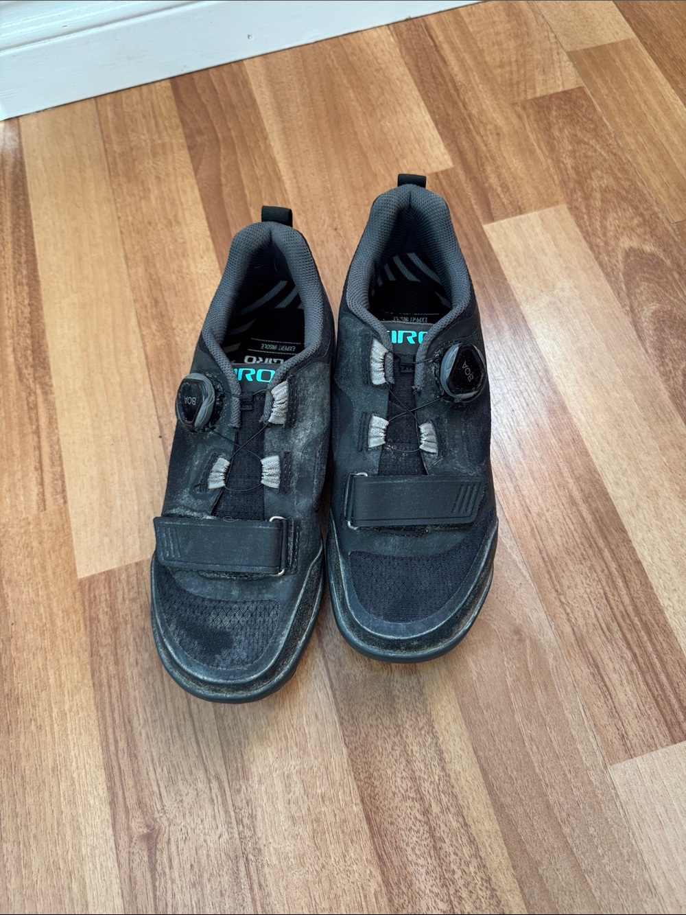 Giro Black and Teal Cycling Shoes
